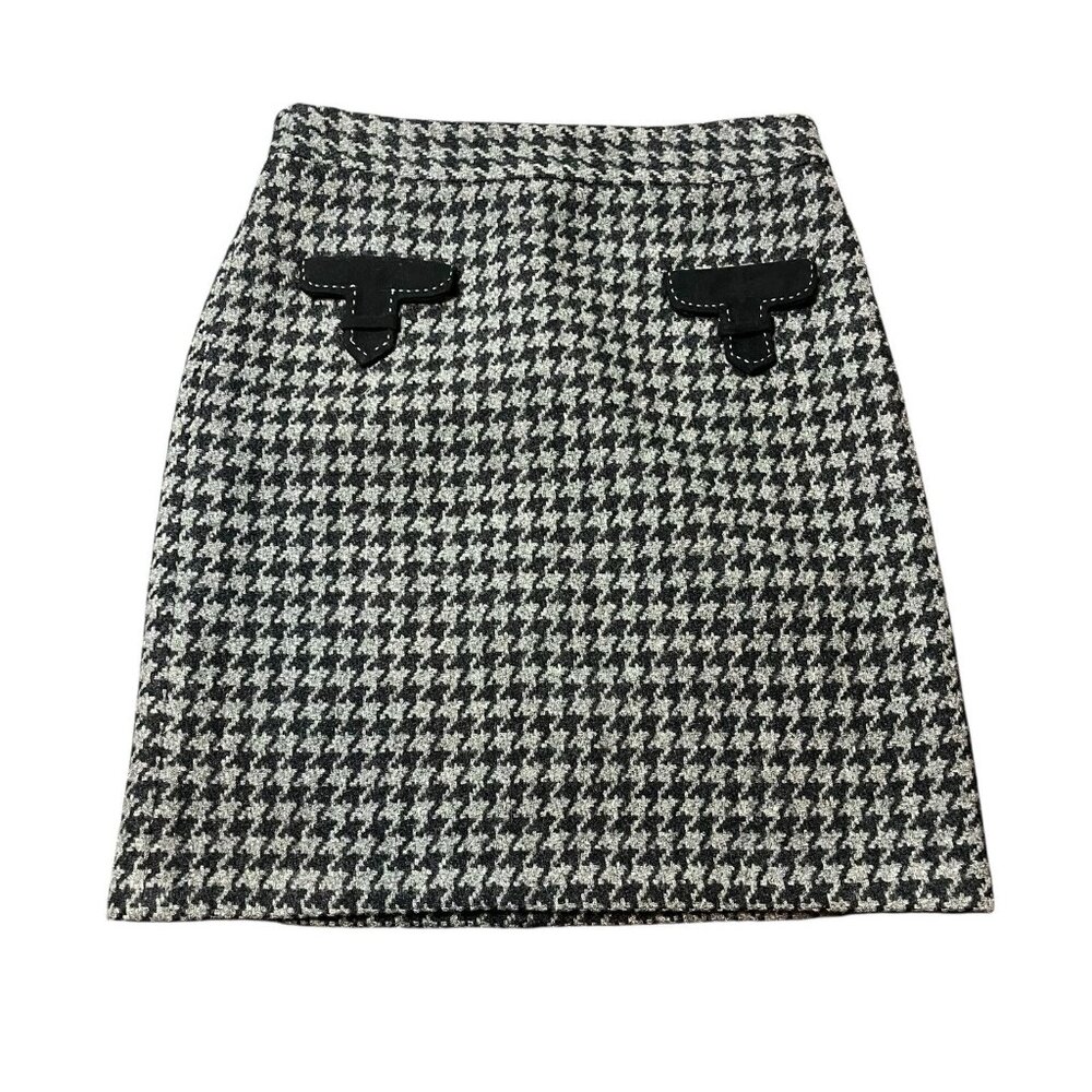 J. MCLAUGHLIN-black/off-white houndstooth 100% wool lined pencil Size 0‎